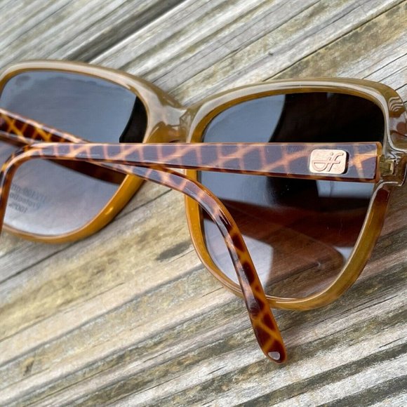 Jacques Fath Sunglasses Brown Tortoise Women Big Face Eye Wear Made in France